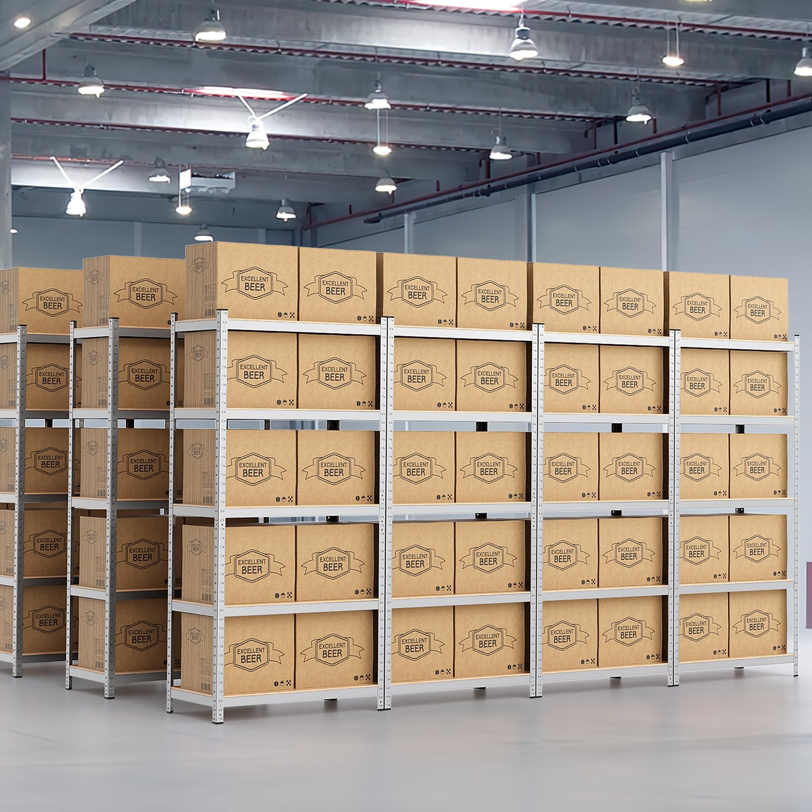 Estanterías Almacenaje Pesadas de 5 Niveles, Armazón de Acero, Carga Total de 875 kg, Dimensiones 180x90x40 cm, Montaje Rápido, Diseño Ajustable, Apt para Garaje, Almacén y Trastero — view 7
