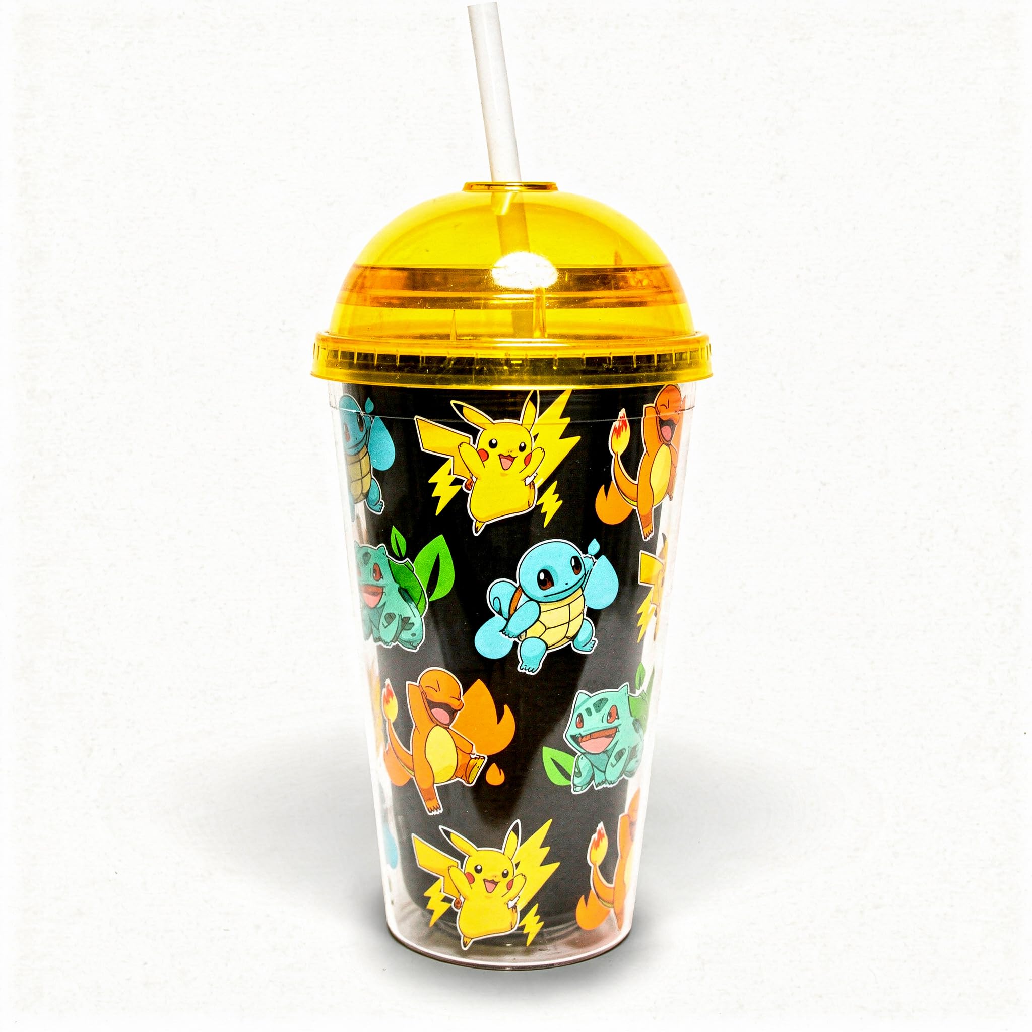 Pokemon Glitter Dome Soda Cup – 480 ml Drinking Tumbler with Removable Straw | Pokémon Design Featuring Pikachu & Friends | BPA-Free Plastic Drinkware for Kids