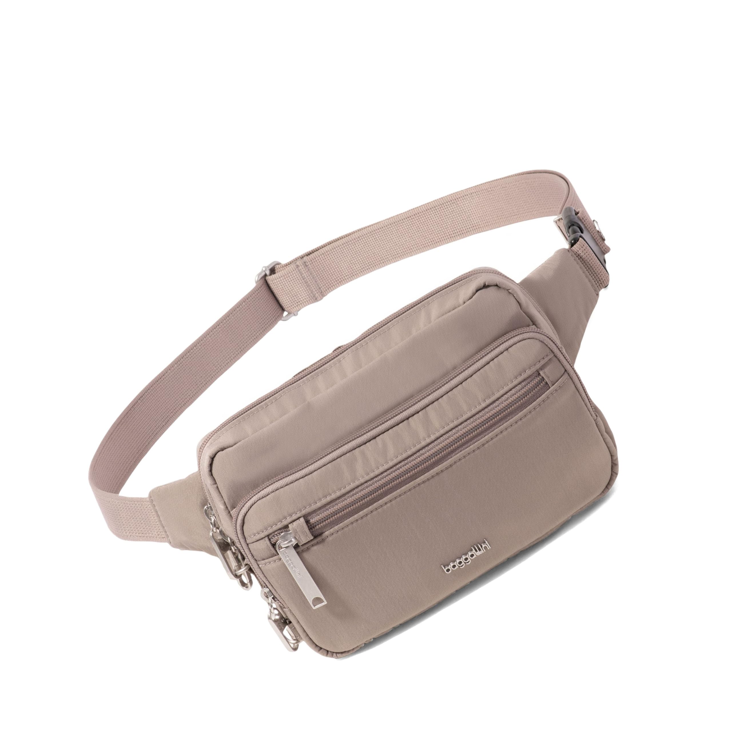 Baggallini Securtex Anti-theft Belt Bag 8.8"x5.5" Crossbody Fanny Pack for Women RFID Wallet Locking Zipper Travel Purse