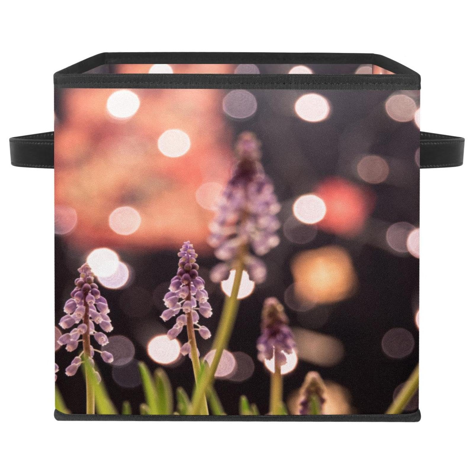 Boîte de rangement pliable en tissu lavande | Cube organisateur pour placard