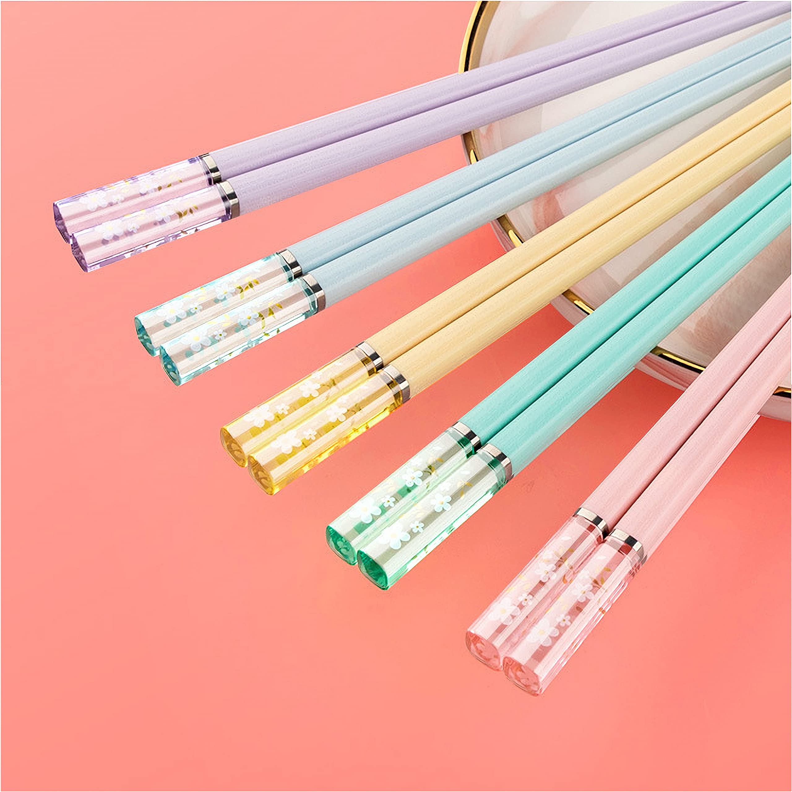 5 Paar Japanische Essstäbchen Aus Fiberglas Mit Kirschblüten-Muster – Spülmaschinenfest & Wiederverwendbar (ca. 24.4 Cm)