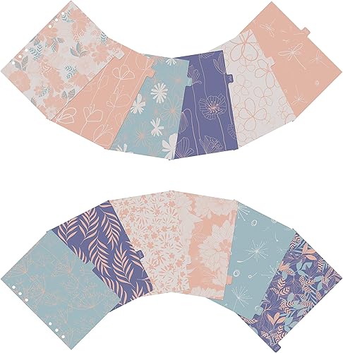 Discagenda Divisores de plástico duraderos de 12 meses, con elegantes patrones de floración para planificador, organizador personal (A5  tamaño