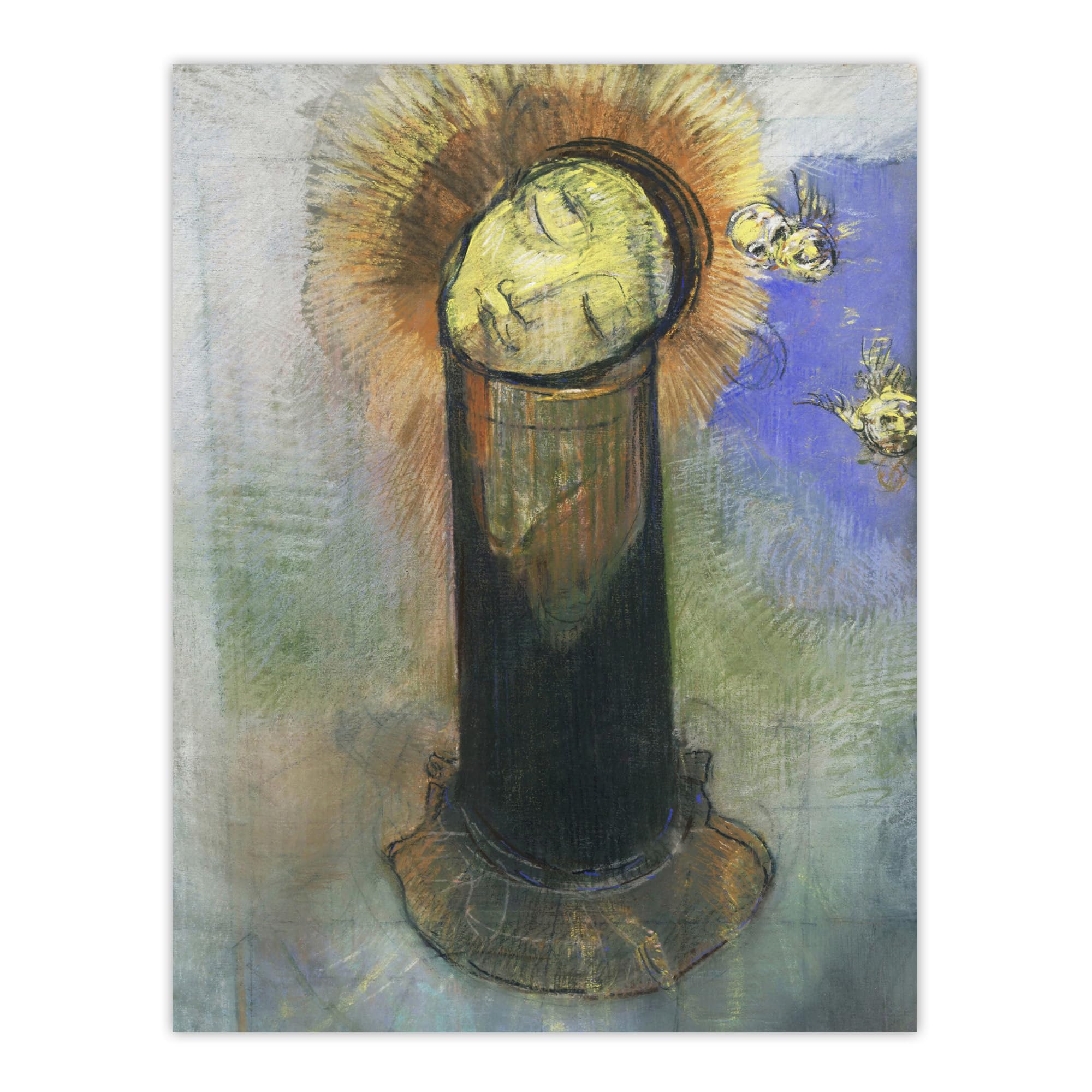 Artery8 Head of John the Baptist on Pillar Unframed Wall Art Print Poster 12X16 Artwork By Redon : Religious Artwork Perfect For Hallway Or Study Capturing Biblical Symbolism And Vintage Depth