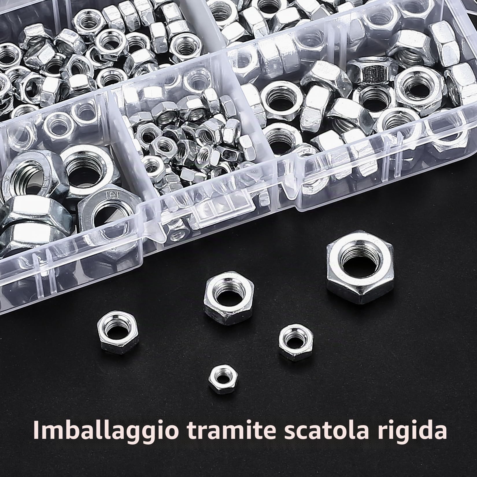 200 Pezzi Dadi Esagonali, Metrici Dadi Autobloccanti, Dadi di Bloccaggio, Dadi in Acciaio inox con Filettatura Standard, Dadi di Fissaggio, Dadi per Bulloni e Viti - M3 M4 M5 M6 M8 Dadi