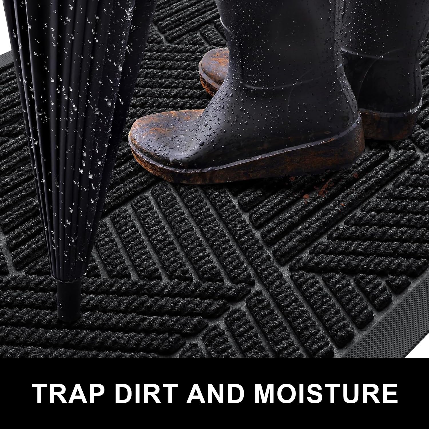 smiry Door Mat, Heavy Duty Door Matts Indoor Outdoor, Dirt Trapper Easy Clean Doormat - Image 3