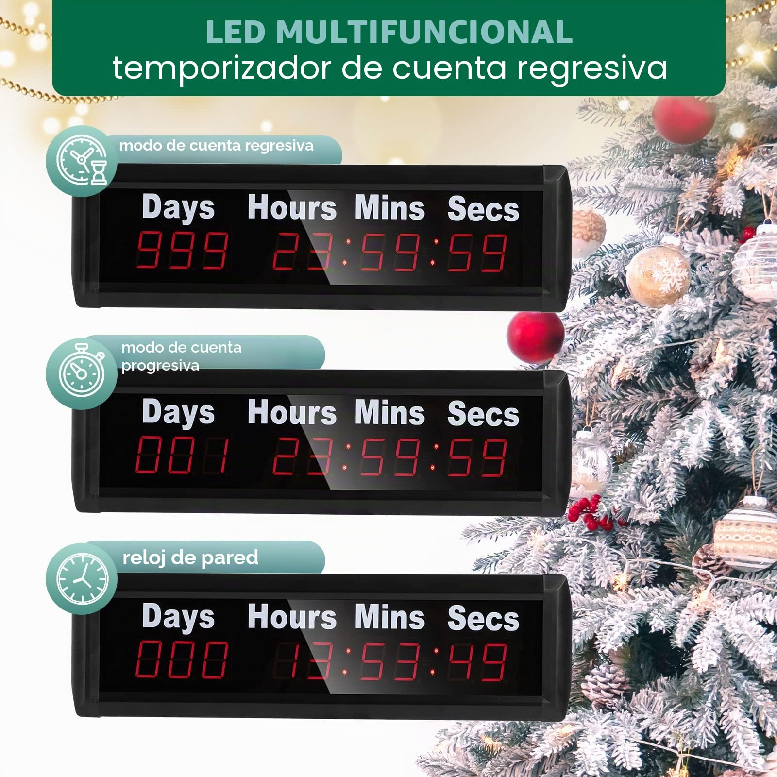 Días Cuenta Regresiva Reloj, 1.0 Anual Hasta 999 Días Con Horas Minutos Segundos Para Boda/Navidad, Control Remoto Led
