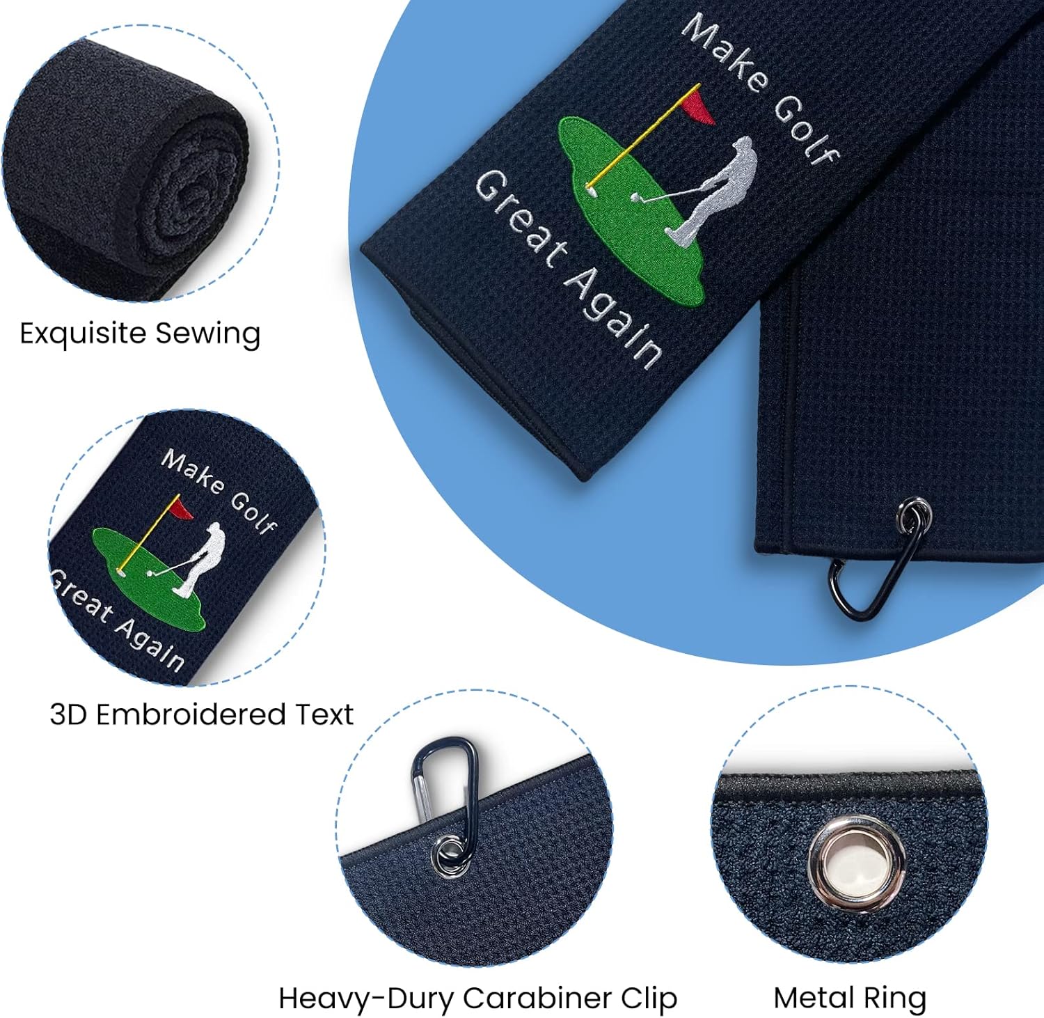 review Funny Golf Towel - Embroidered Golf Towels for Golf Bags with Clip - Personalized Golf Towels for Golf Bags for Men Women - Golf Gift for Men Husband Boyfriend Dad Golf Fan