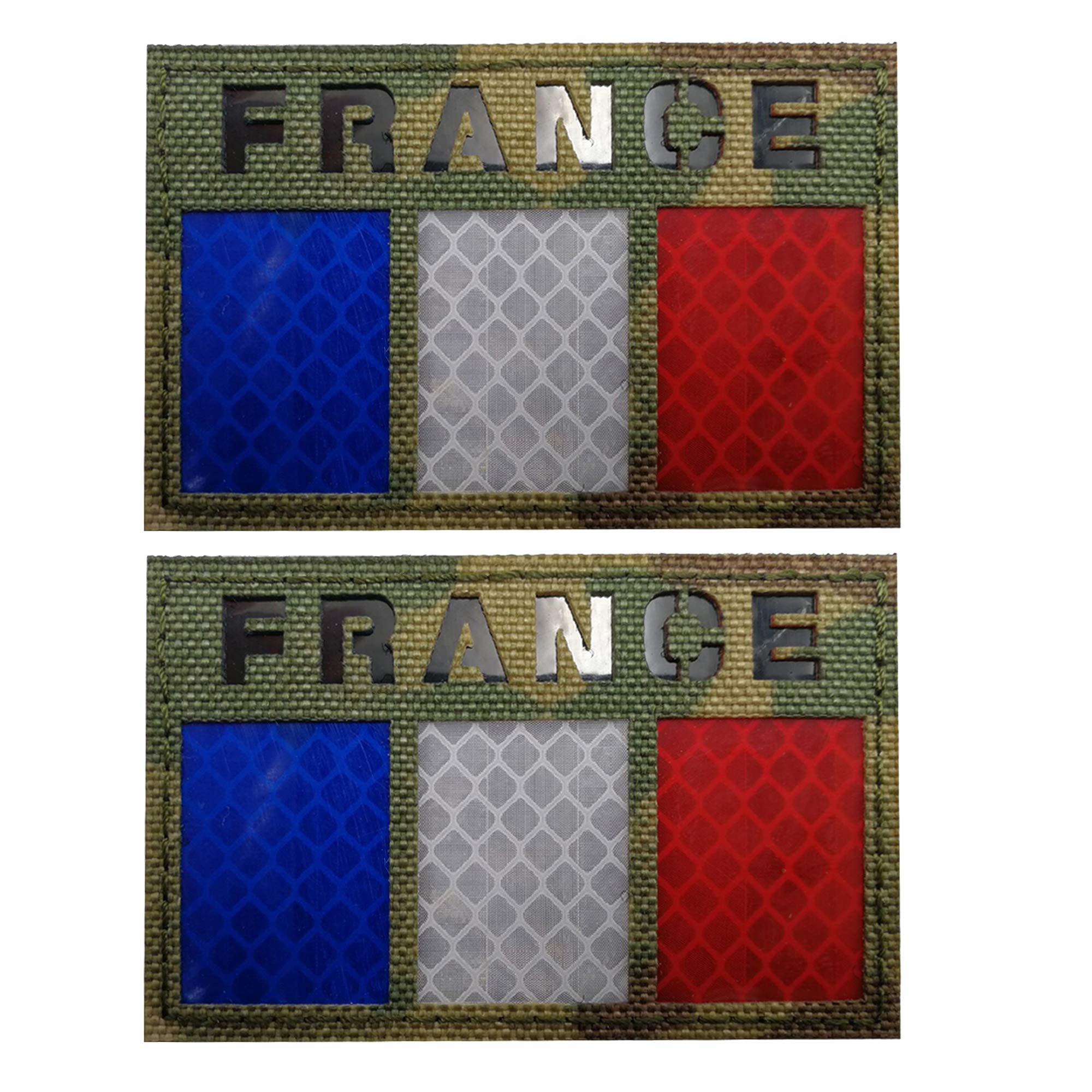 Toppa Riflettente Con Bandiera Della Francia – Morale Patch Militare IR, 8x5 Cm, Confezione Da 2 Pezzi Con Velcro, Verde Militare - 2