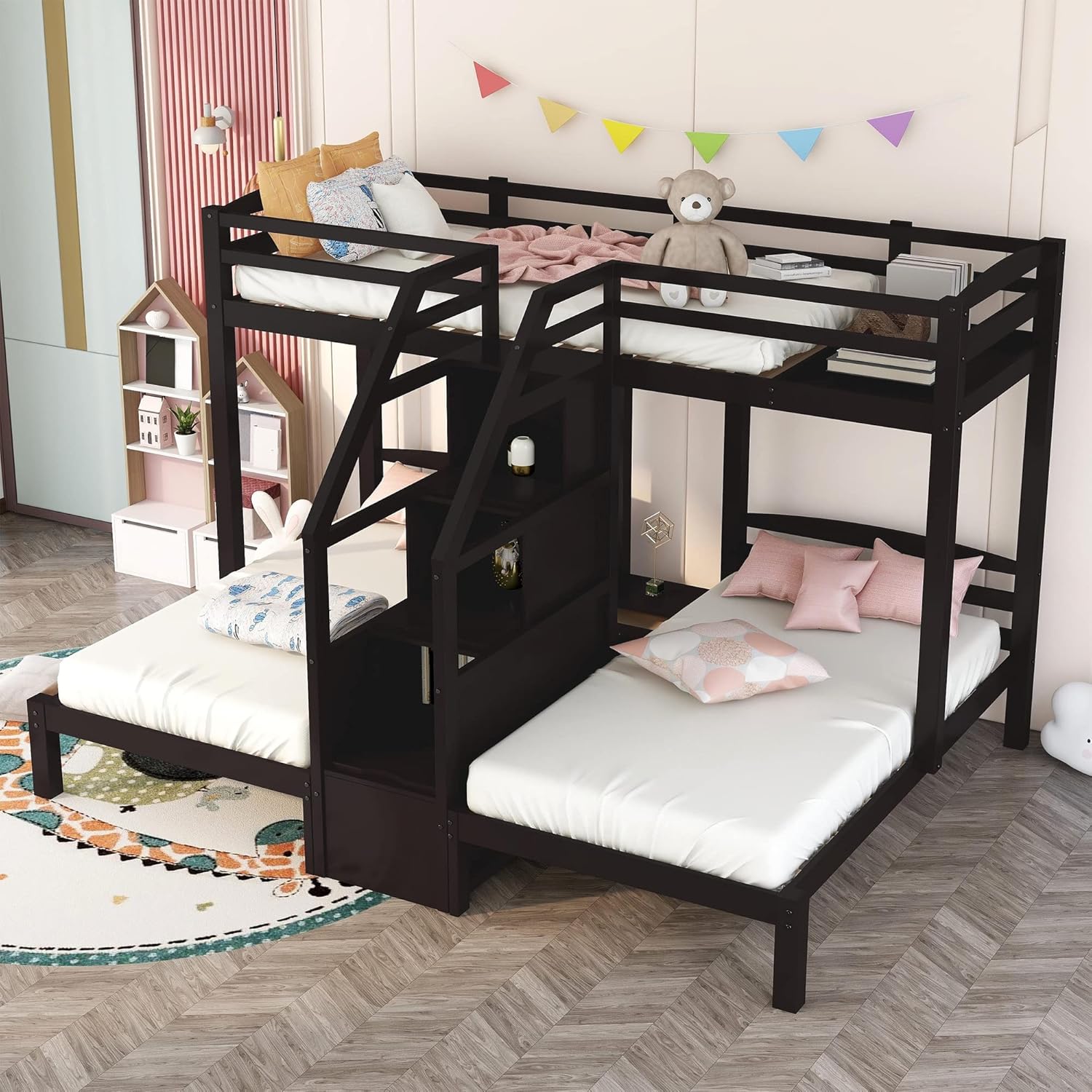 Buy Olela Triple Bunk Bed,Three Bunk Bed Twin Over Twin & Twin for Kids