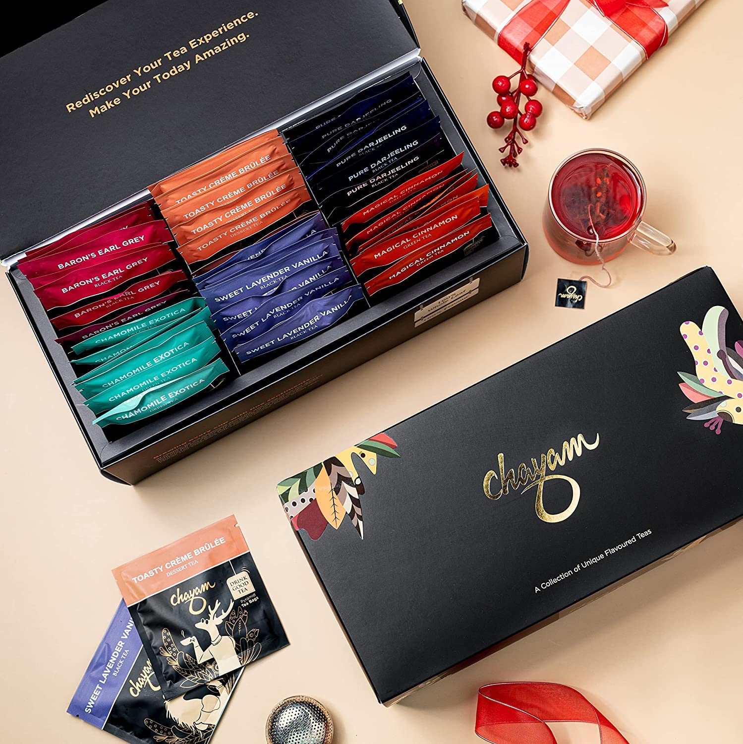 Chayam Assorted Tea Bags Gift Set | 6 Tea Flavours, 48 Tea Bags Gift Box | Gourment Tea Gift Items for Family, Friends and Employees | Premium Gift Hampers (B09SD2J2SY) Amazon Price History, Amazon Price Tracker