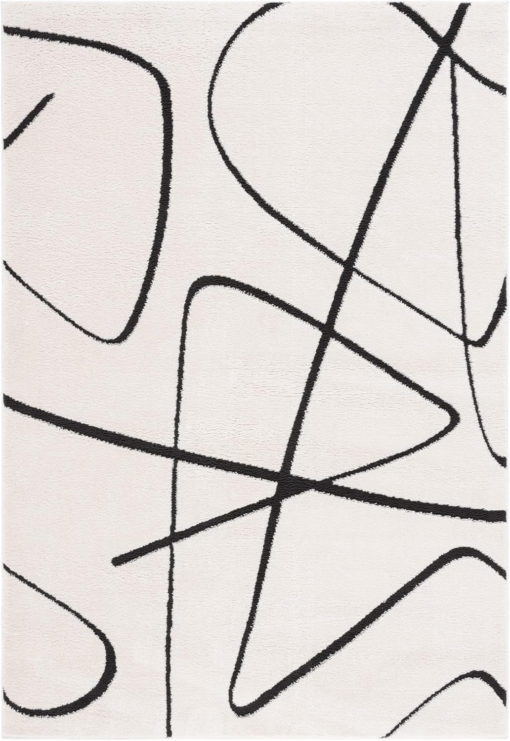 SAFAVIEH Melody Collection Area Rug - 5'3" x 7'6", Ivory & Black, Mid-Century Modern Design, Non-Shedding & Easy Care, Ideal for High Traffic Areas in Living Room, Bedroom (MEL120A)