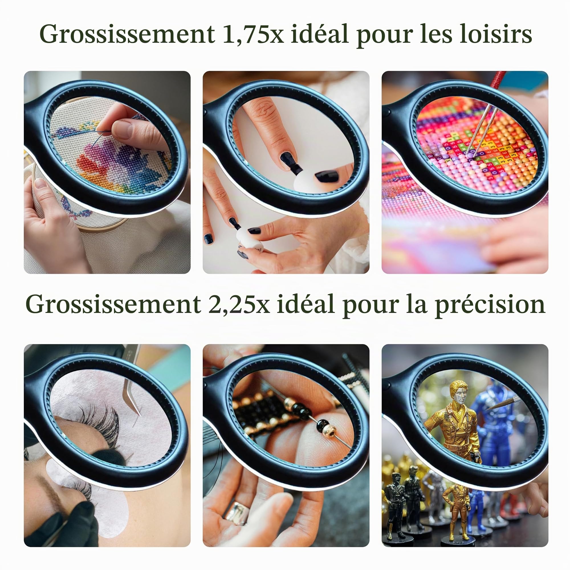 Brightech LightView Pro Flex 2 en 1 : Loupe 1.75x avec lumière LED - Lampe loupe avec Socle et Pince - pour la Lecture, la Couture, Les travaux d'aiguille, Les Puzzles et Les Loisirs créatifs.