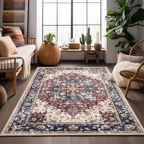 Miniatura 3 de Alfombra para sala de estar dormitorio, 3 x 5 pies, antideslizante, lavable a máquina, alfombra de piso de alto tráfico, decoración del hogar, no