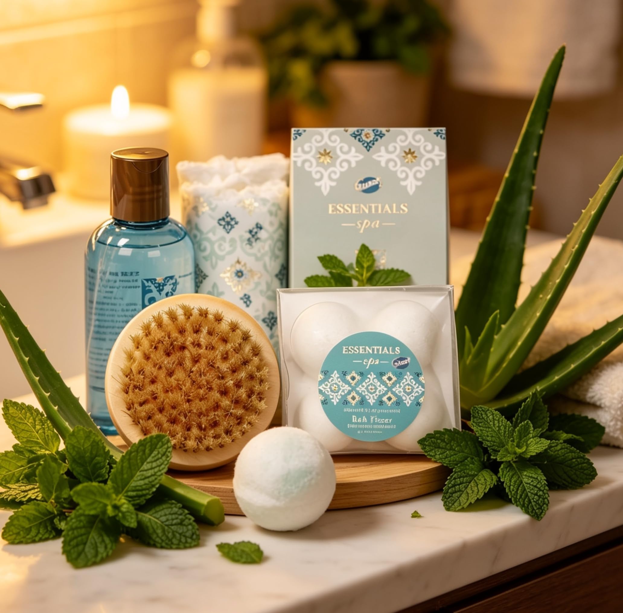 GLOSS ! Set de baño ESSENTIEL SPA – Set de belleza – Productos de baño y bienestar – Set de regalo original para mujer, cumpleaños, Navidad, profesora, San Valentín, Día de la Madre - COFFRET