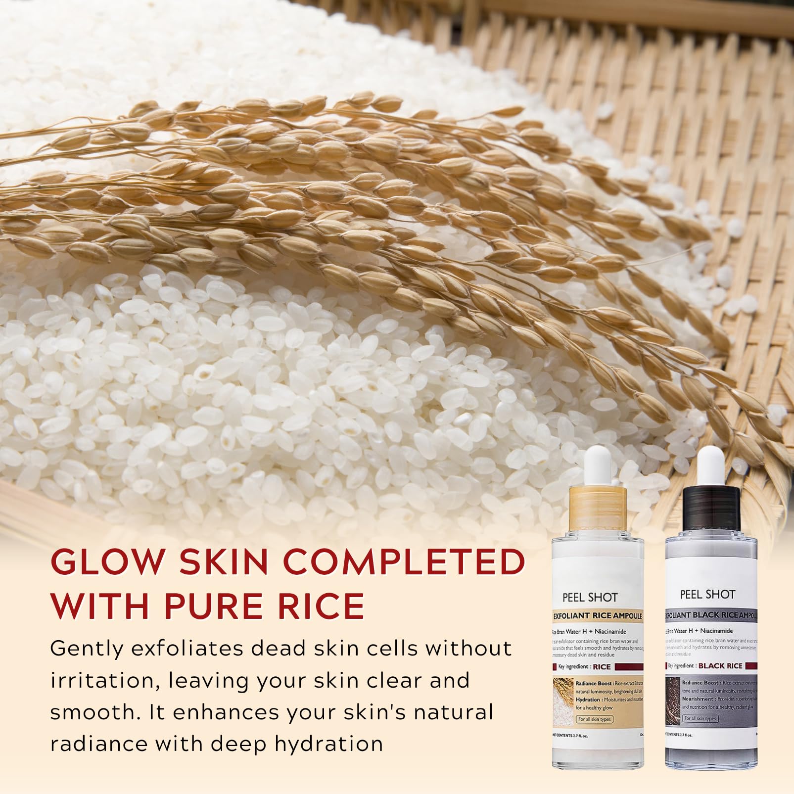 Peel Shot Glow Rice Ampoule Duo, Face Exfoliator Rice Toner - Image 4