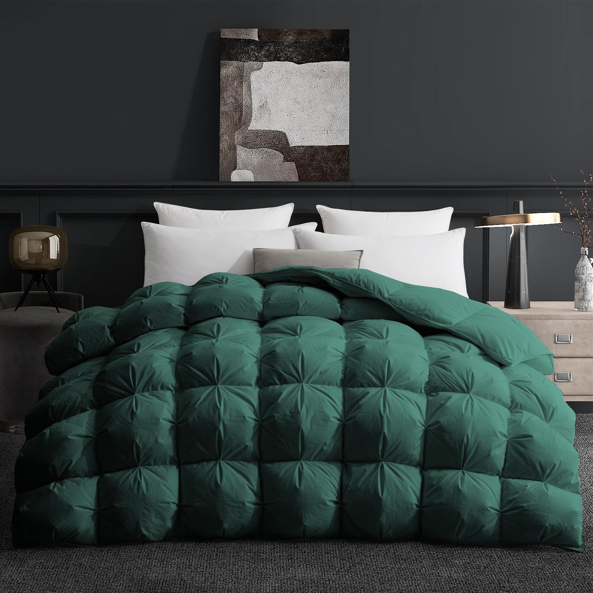 Edredón Cama 135/150 | Edredón 200x220 para 2 Personas | Relleno de Plumón de Ganso Blanco y Plumas 420 GR/m² | Funda Nórdica 100% Algodón | Lavable | Öko-Tex y RDS | Verde