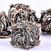 Vista 9 de DND Juego de dados de metal, UBEUCK 7 piezas de dados de metal DND para cajas de juegos de mesa de Calabozos y Dragones (equipo de bronce)