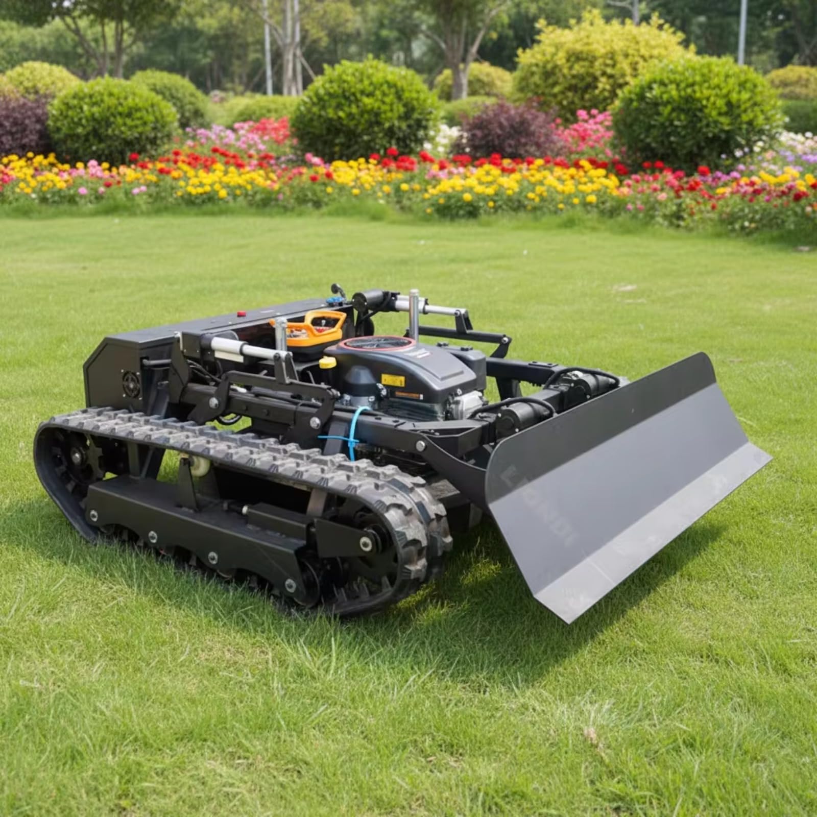 Cortacésped autopropulsado con control remoto con diseño todo terreno | Cortacésped de control remoto con orugas para patios y campos grandes con ancho de corte amplio y corte de alta eficiencia