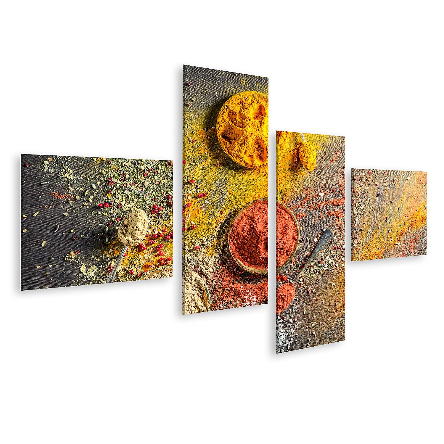 islandburner Quadro Moderno Spezie ed Erbe Vivaci sul Vecchio Tavolo Stampa su Tela - Quadri Moderni x poltrone Salotto Cucina mobili Ufficio casa - Fotografica Formato XXL GZM