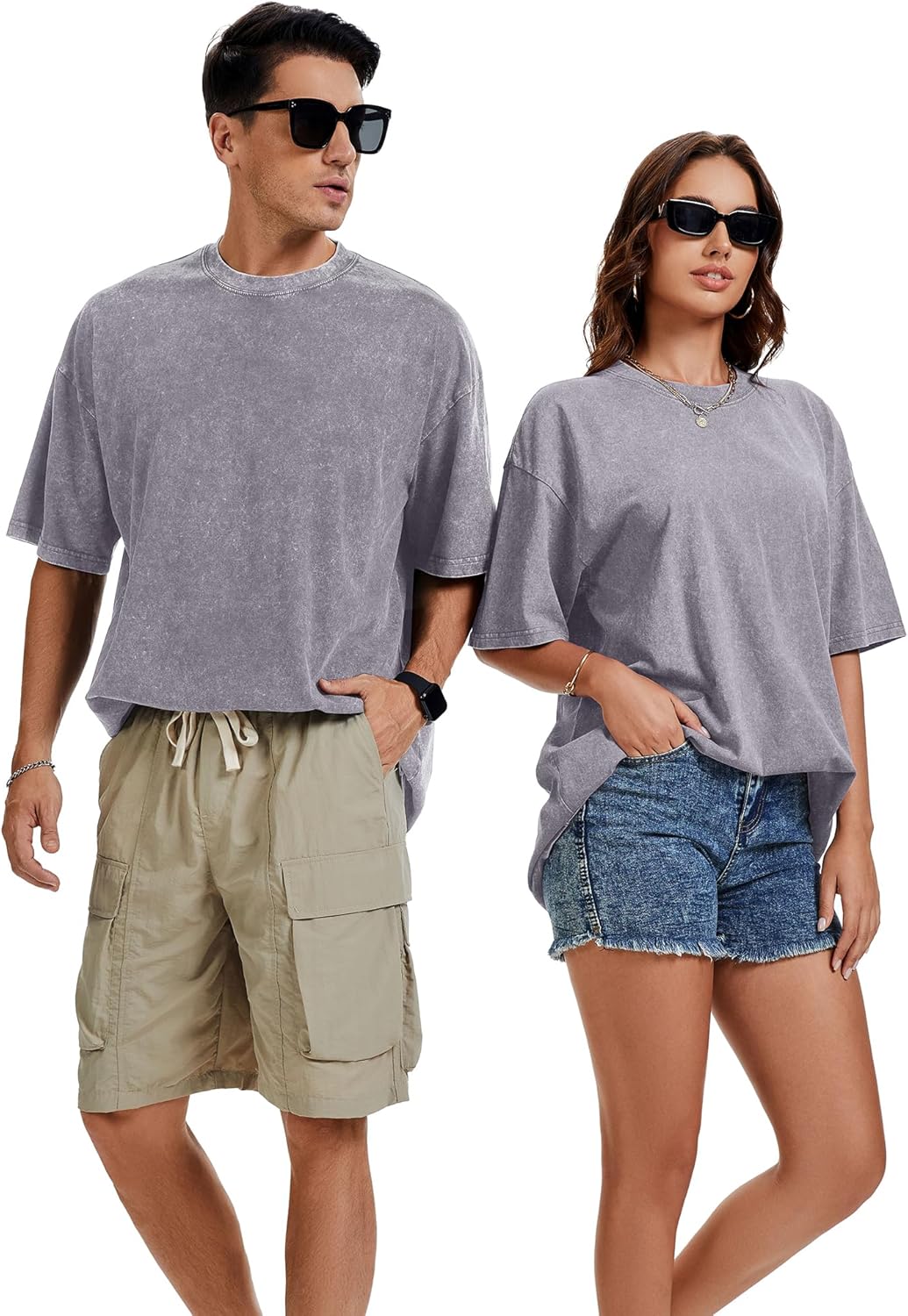 rosemia Oversized Tshirts for Men Vintage Short Sleeve Shirts Acid Wash Basic Tees - Image 7