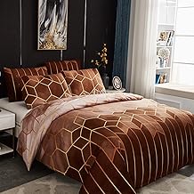Duvet Cover Sets 220 x 240 cm with 2 x Pillowcases 50 x 70 cm, Unique Fashion 3D Geometric Print Boho Microfibre Bedding Set Bed Linen with Zip for Double