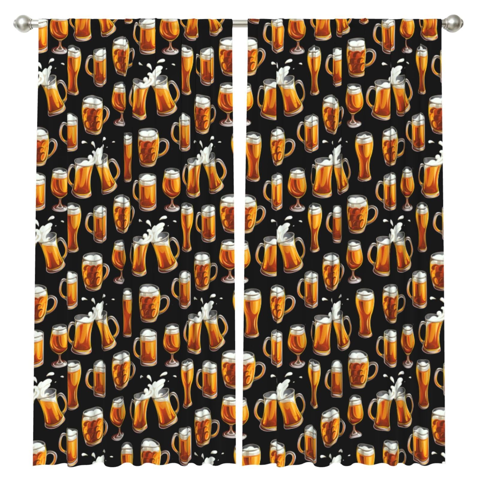 InOmak Beer Glass, 2 Panels Window Curtains 52 x 84 Inch Blackout Curtains for Living Room Bedroom