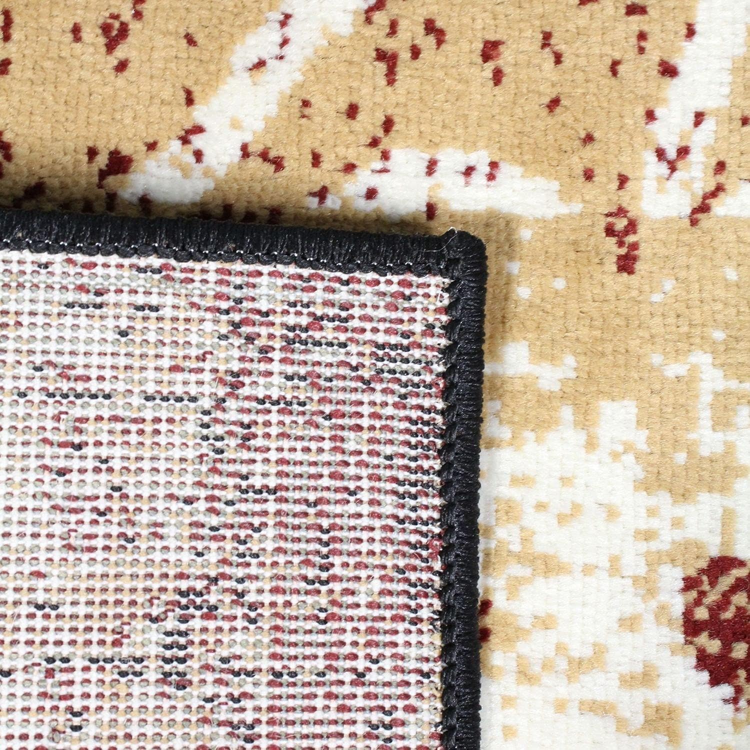 BNM Indoor Small Area Rug with Jute Backing, Floral Geometric Decor for Living Room, Kitchen, Bedroom, Office, Entryway, Hallway, Hardwood Floors, Pastiche Collection, 4' x 6', Burgundy