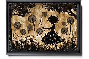 Dandelion Girl, Girl Silhouette, Dandelion Wall Art, Canvas Print