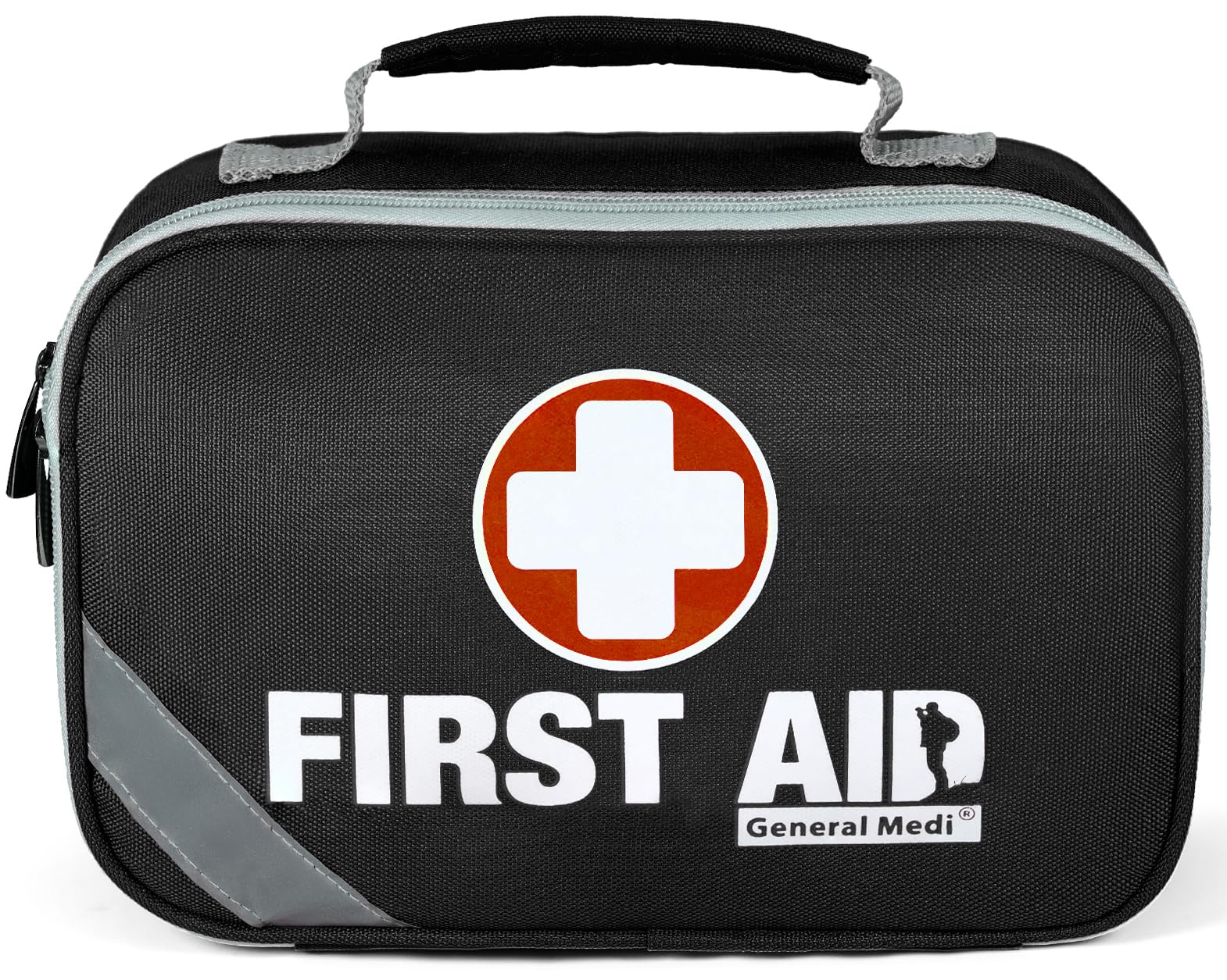general medi 2-in-1 first aid kit (215 piece set) + 43 piece mini first aid kit -includes ice(cold) pack, moleskin pad and emergency blanket for travel, home, office, car, workplace(black)