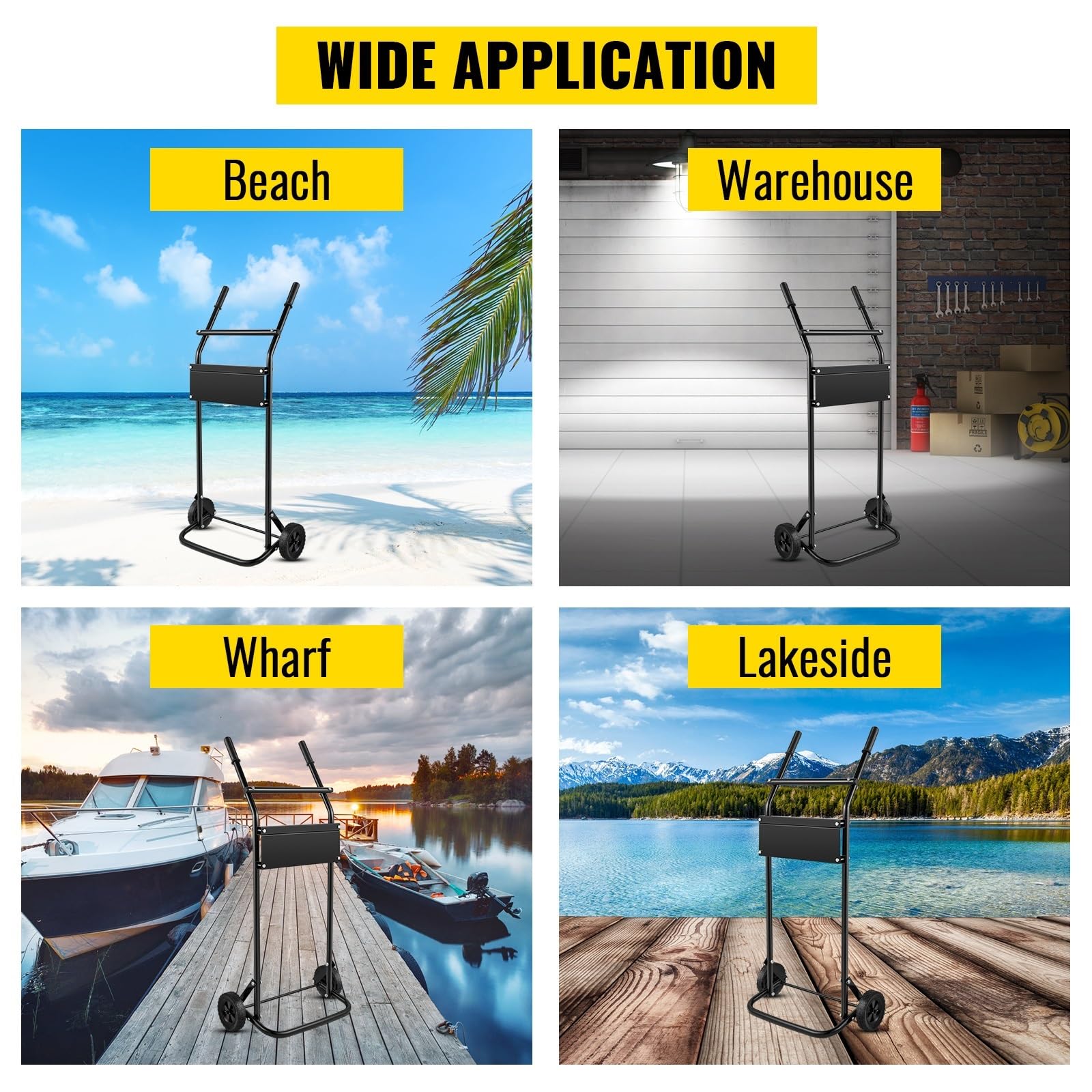 Supporto for motore fuoribordo Carrello porta for barche portatile Capacità di peso 130 libbre con 2 ruote applicate in varie occasioni,Elevata Stabilità