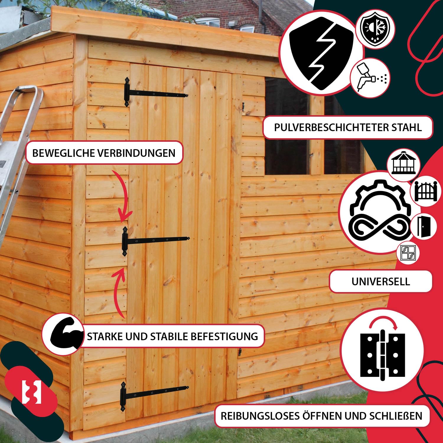 KOTARBAU® Bisagra de Carga de 800 mm, 2 Unidades, Placa de 255 mm, Rodamiento de Bolas, Para Puerta de Jardín