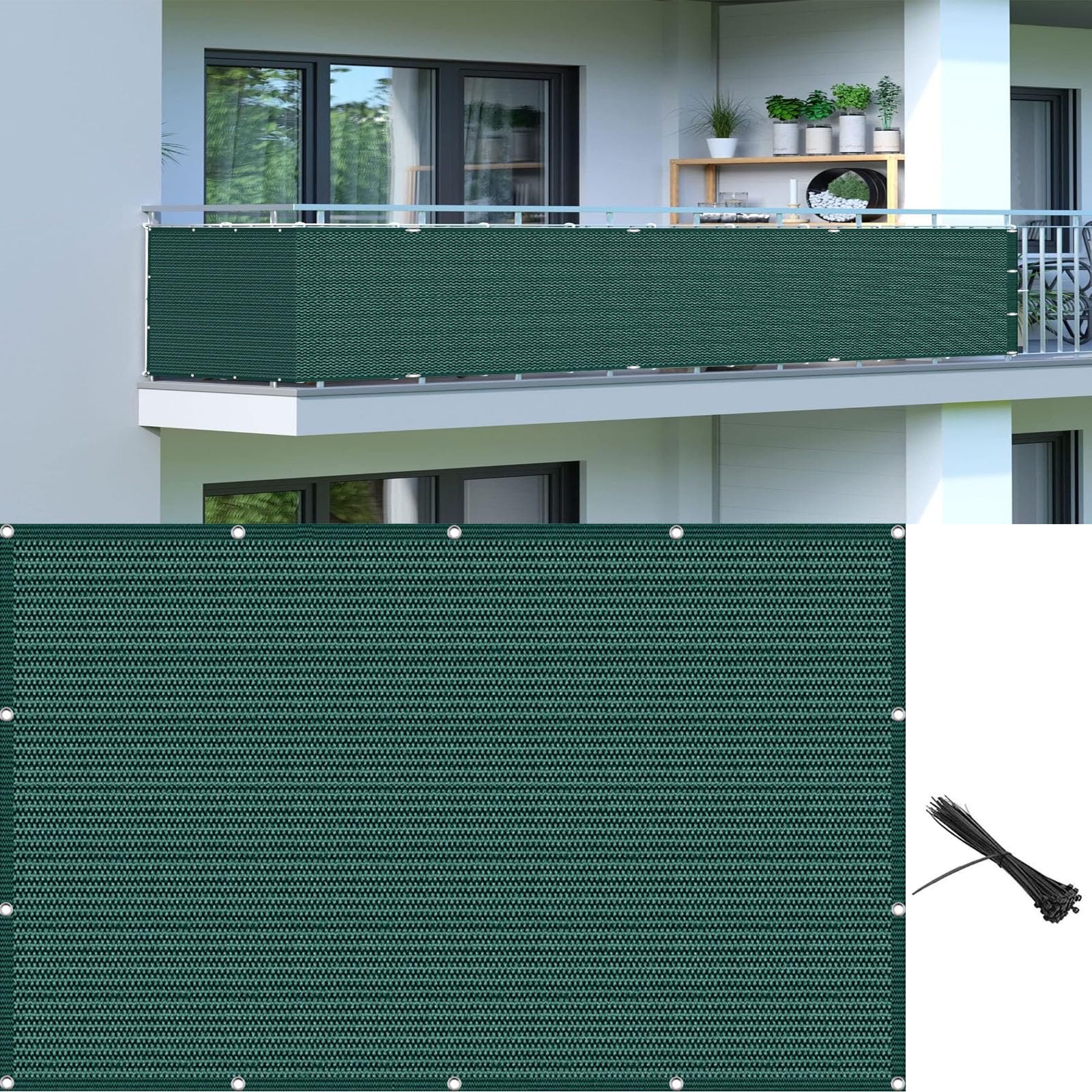 Brise-vue pour balcon résistant au vent résolvant les problèmes de vis-à-vis avec oeillets
