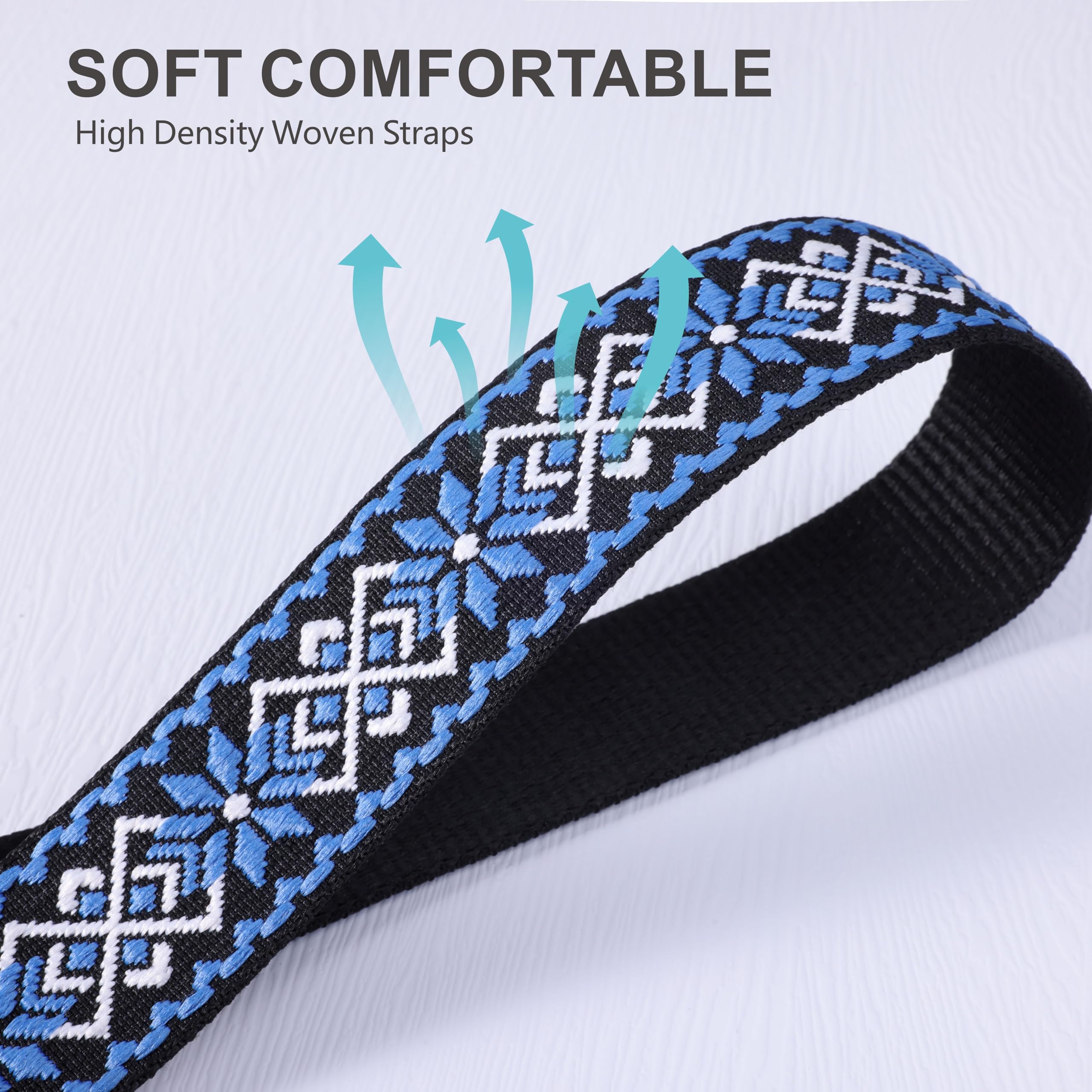 Padwa Lifestyle Stripes Camera Strap - 1.5" Soft Cotton Rope Weave Crazy Horse Cowhide Head Shoulder Neck Straps For Photographers And All Cameras,Cute Adjustable Vintage Woven Strap For Adults