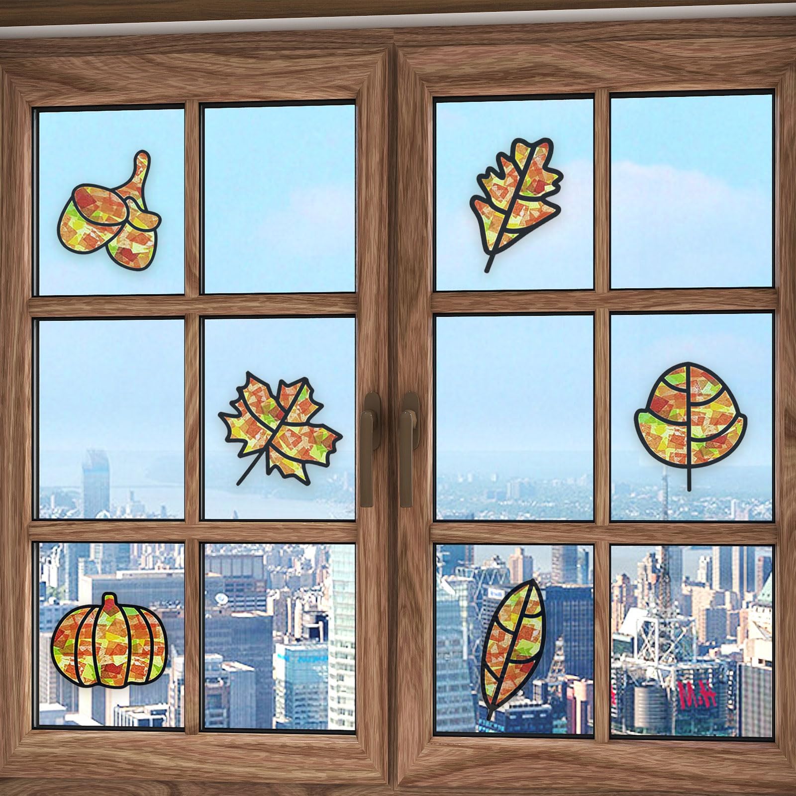 Vordpe Herbst-Bastelset Für Kinder – 12 Vorlagen, Buntes Papier, Schere, DIY-Fensterbilder Für Halloween & Weihnachten