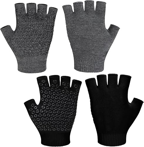 Eurzom 2 pares de guantes de yoga antideslizantes para mujer, guantes de pilates sin dedos con agarres para yoga, fitness, entrenamiento, deportes,