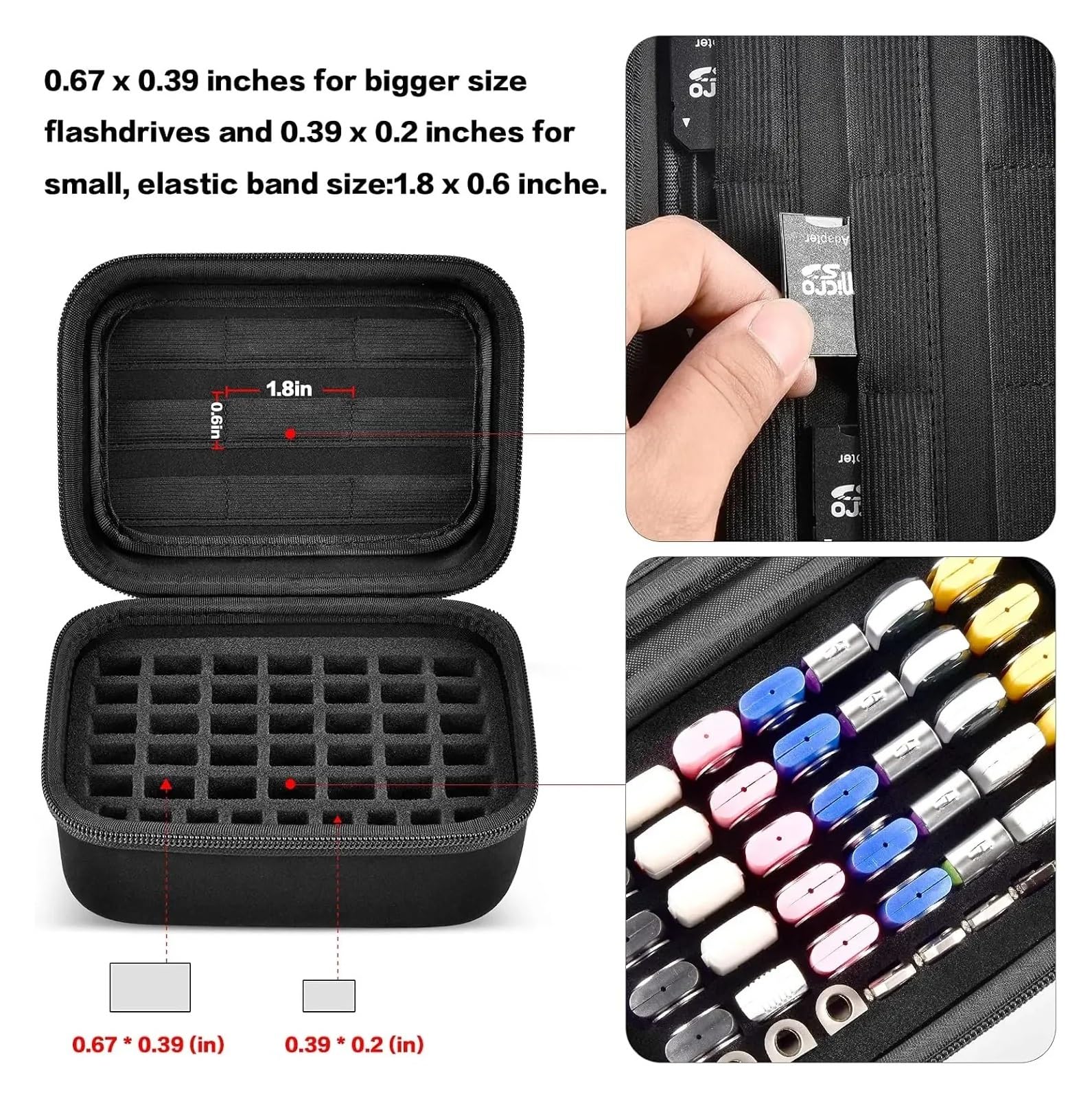 Etui na dysk flash USB, pendrive, kartę pamięci SD SDXC, organizer na karty SDHC, torba do przechowywania akcesoriów elektronicznych SanDisk(Black)