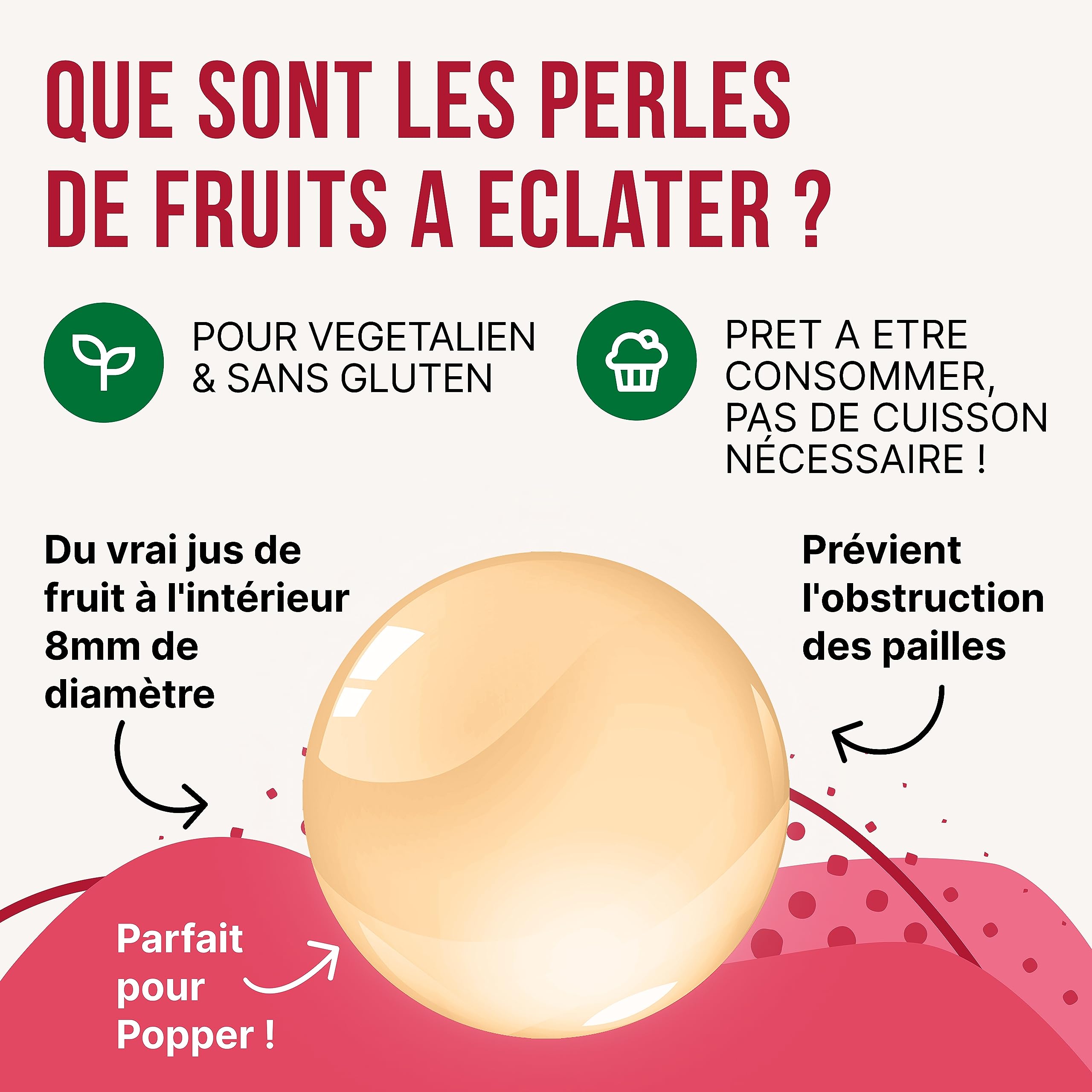 INSPIRE FOOD Kit Bubble Tea Complet | Litchi Boba & Pêche Sirop | Kit Bubble Tea avec Perles Popping Boba et Sirop - 100% vegan et sans gluten, sans colorant artificiel