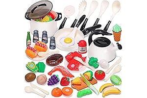 CUTE STONE 21 Piece Kids Toy Kitchen Set - Play Pots, Pans, Food