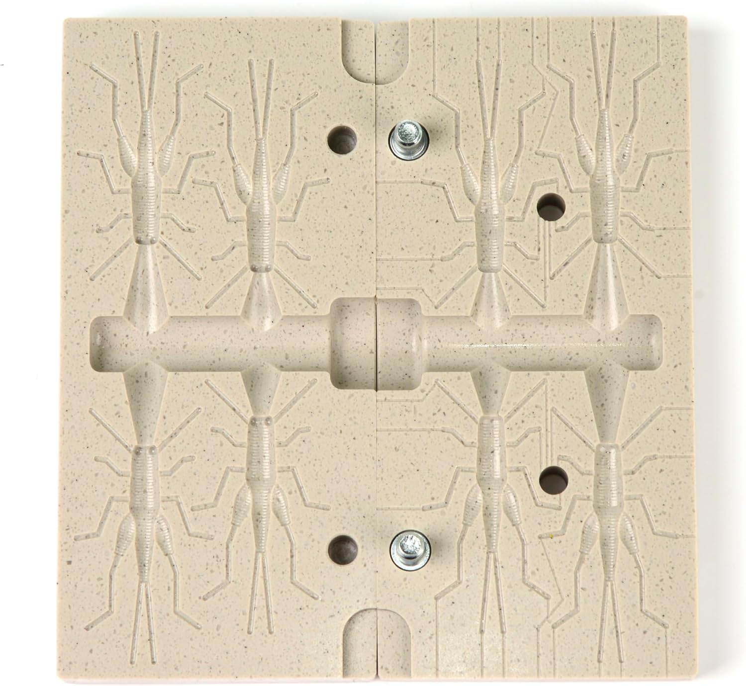 Four Cavity Lure Mold Soft Plastiс Lure Making Injection Molds for DIY Fishing Lures Grass Hopper 1.5"