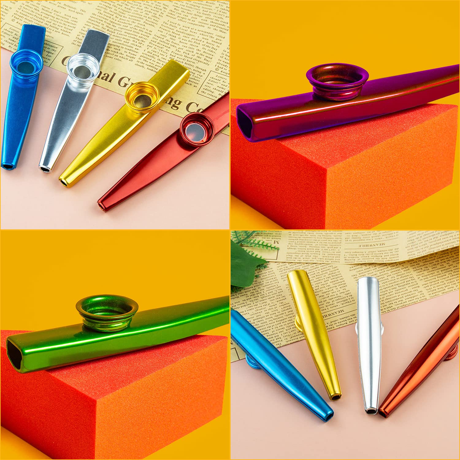 6 metalen kazoo's met 8 reservemembranen - premium kazoos 6 metalen kazoo's met 8 reservemembranen - premium kazoos