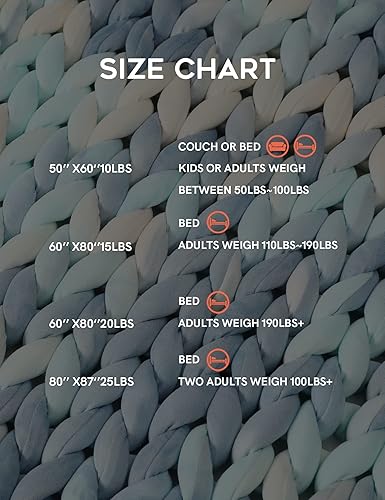 Miniatura 6 de YnM Manta con Peso, Diseño de Punto Grueso Hecho a Mano, Suave y Acogedora, Regula la Temperatura y Transpirable, Manta Lavable a Máquina para