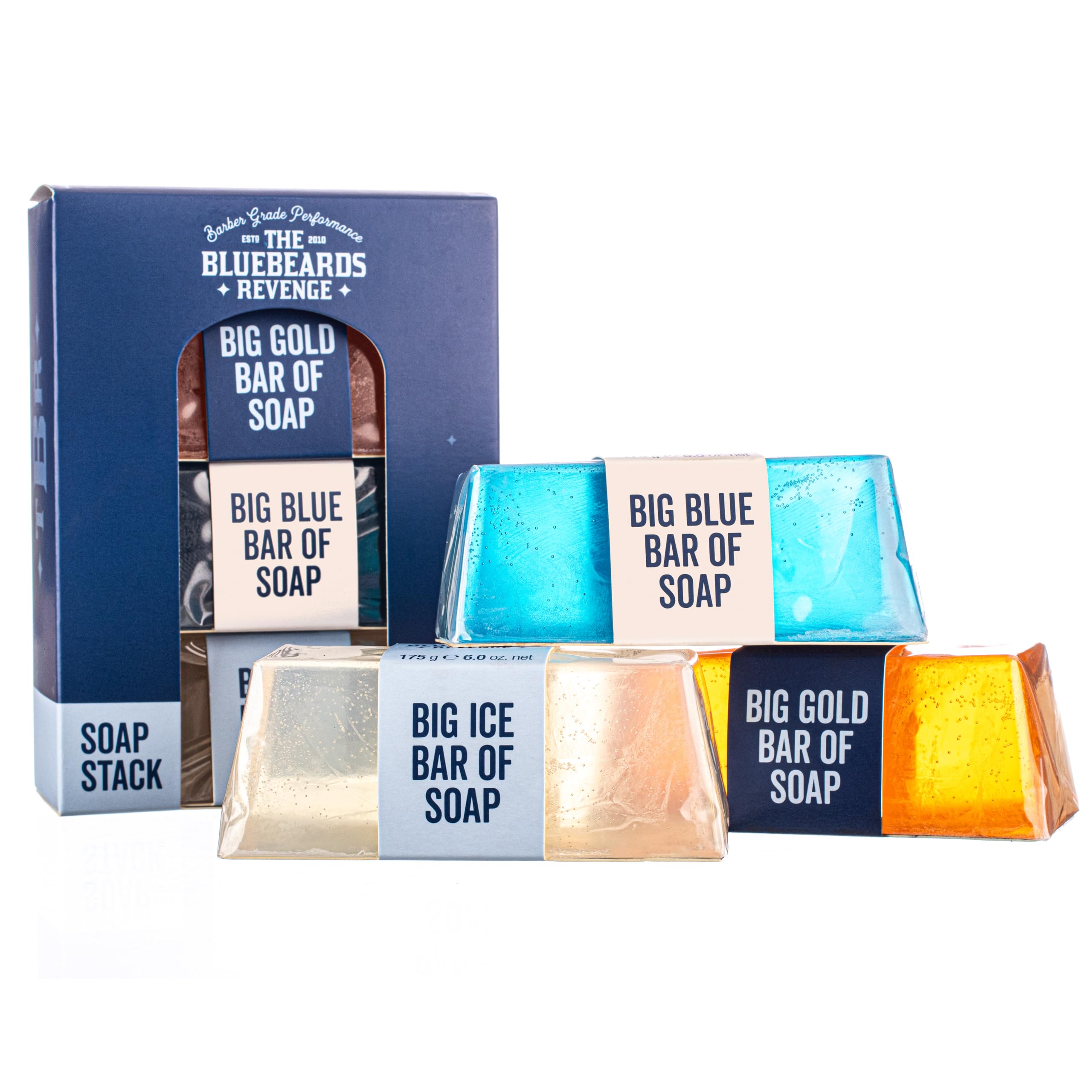 Mens Soap Stack Gift Set, Mens Soap Bar For Hands and Body, Includes Big Blue, Cuban Gold And Classic Ice Soap