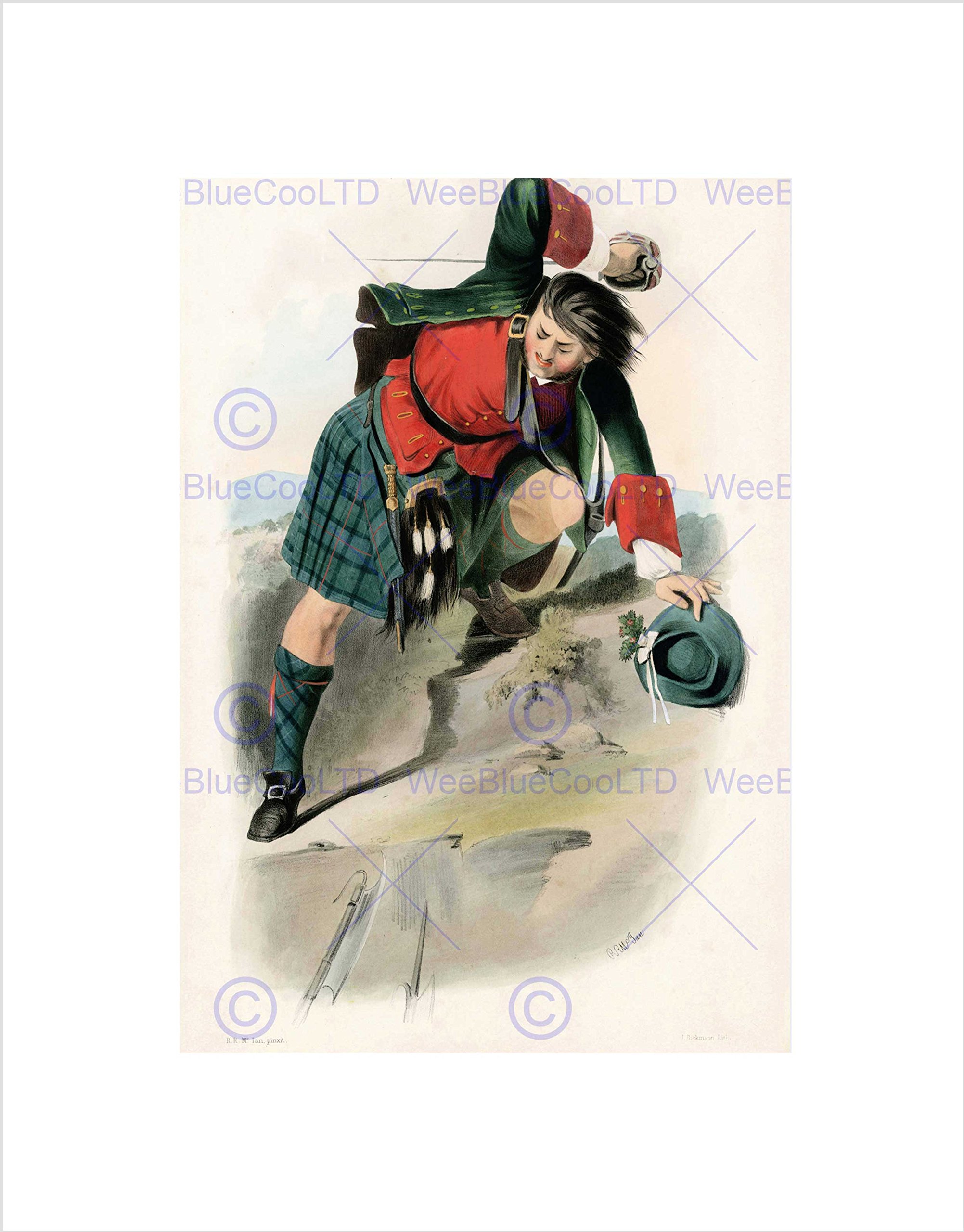 Wee Blue Coo PAINTING PORTRAIT HIGHLAND CLAN SCOTLAND TARTAN MACKENZIE FRAMED PRINT B12X12515