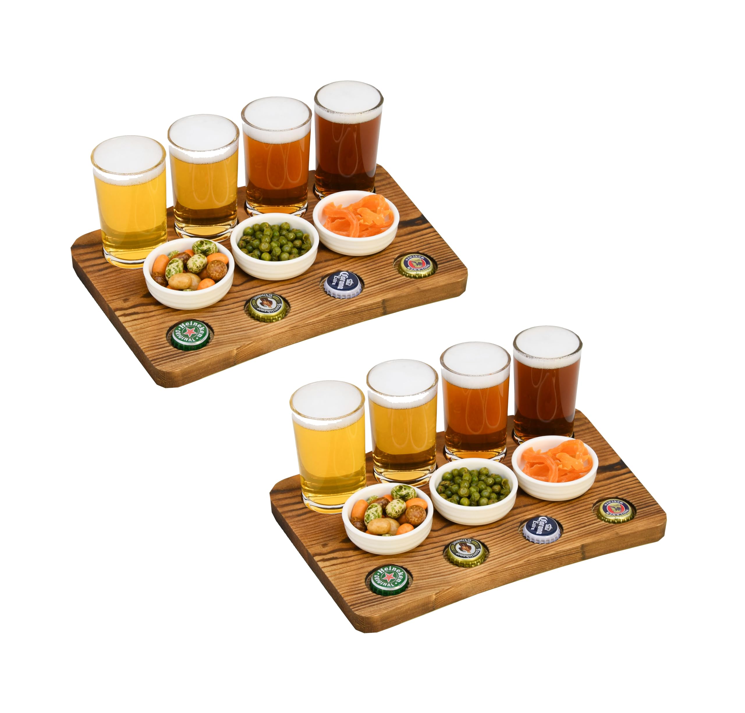 Lot de 2 plateaux en bois avec verres et accords alimentaires, plateau de service rustique, planche à charcuterie et fromage, plateau de fête, décor rustique