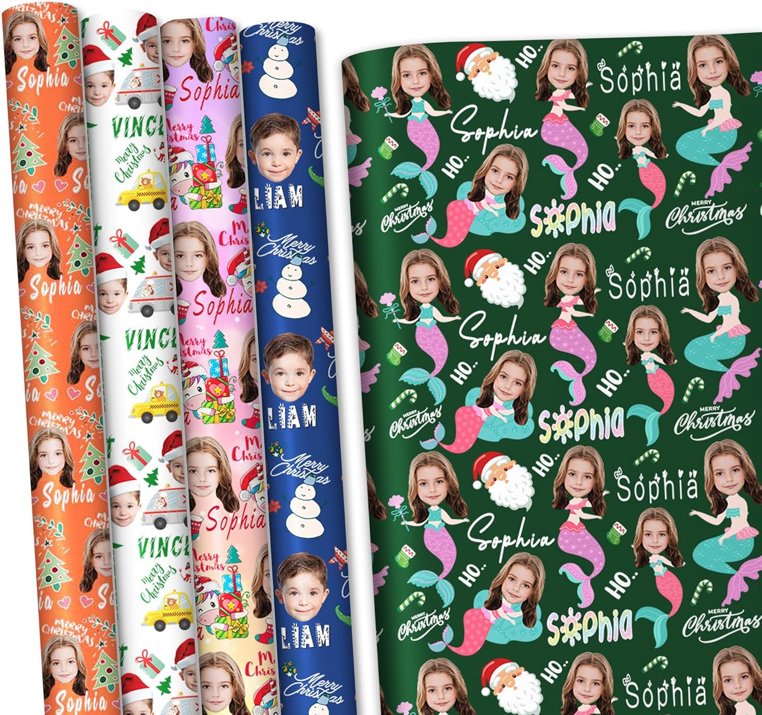 Artsadd Personalized Christmas Wrapping Paper with Faces