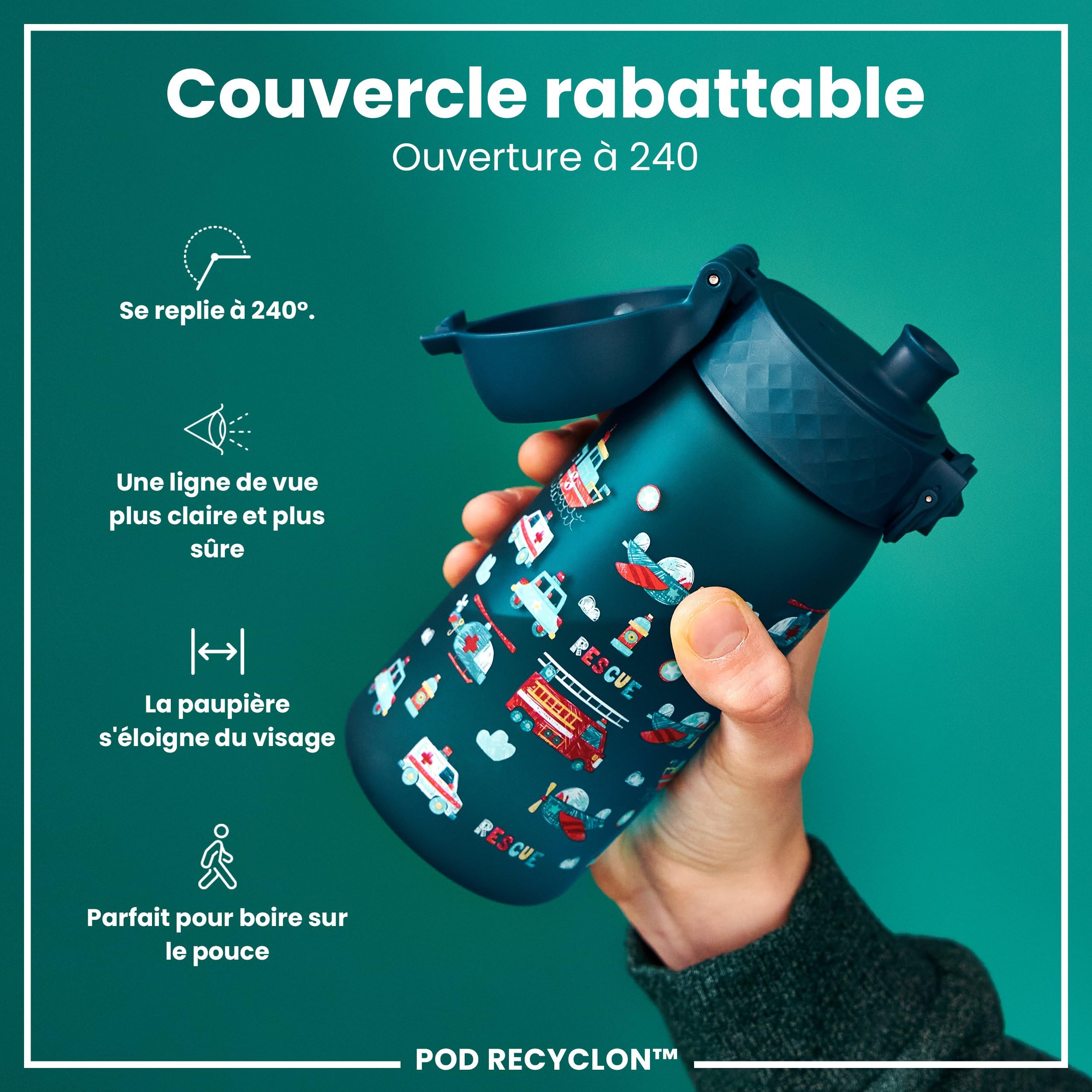 Ion8 Gourde Enfant 350ml Anti-Fuite Verrouillage Sécurisé Sans BPA Lave-Vaisselle