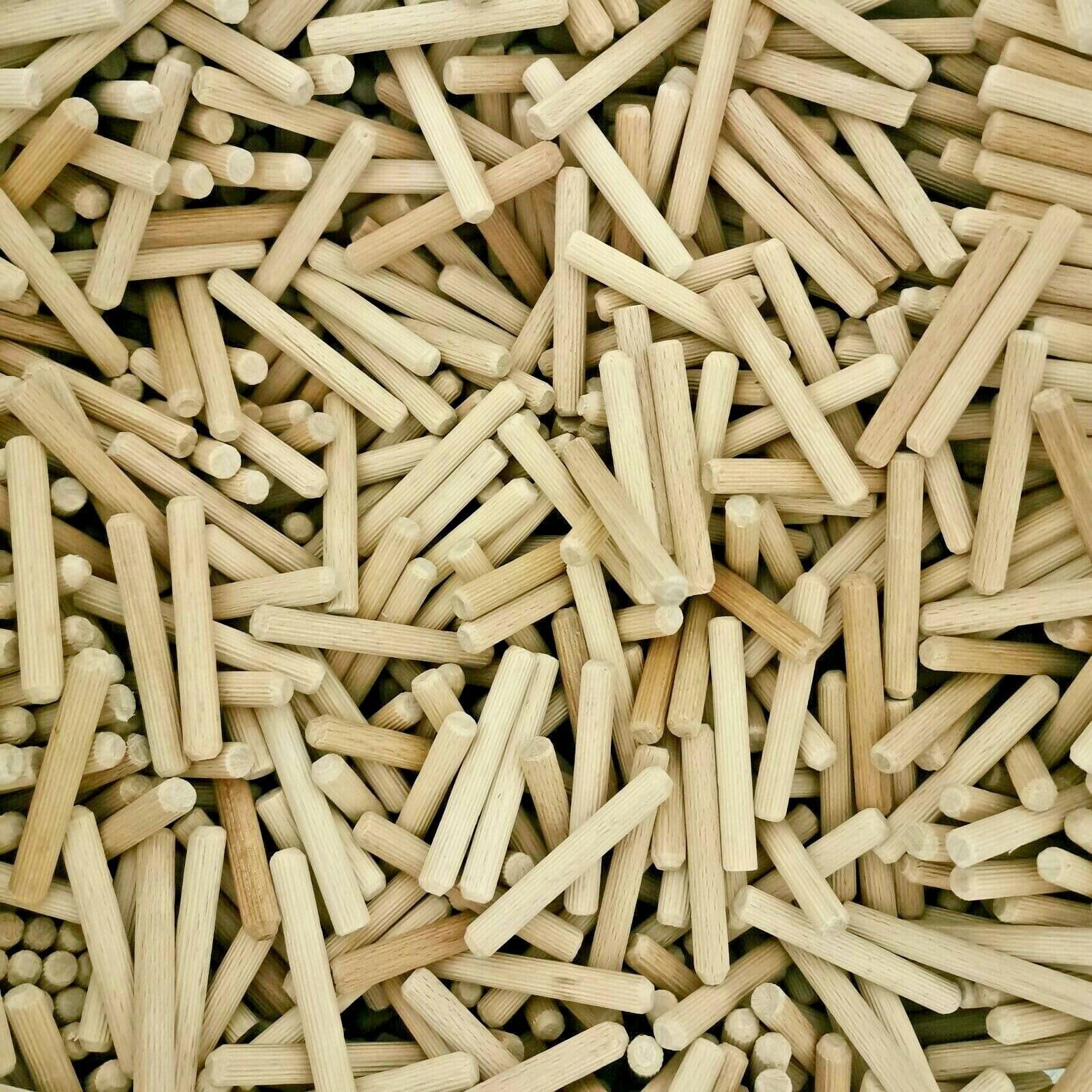 Hardwood MULTIGROOVE CHAMFERED Wooden DOWELS Fluted PINS Craft Wood (8mm x 60mm, 250, Count)