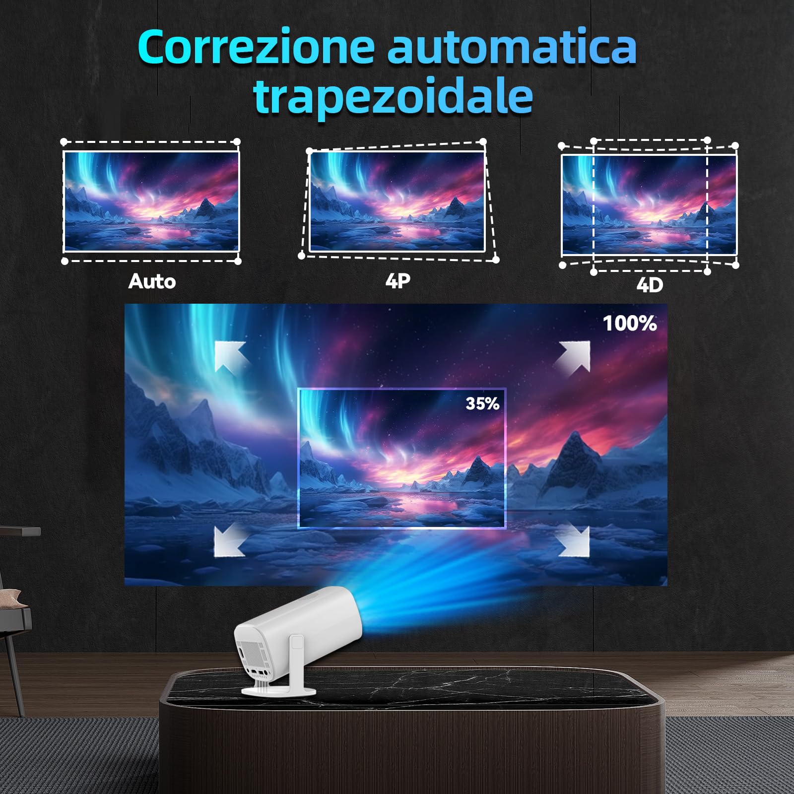 Console di gioco P30 + 4k, proiettore di videogiochi con 2 Controller Wireless, integrato con 14 emulatori 36000+ Games,White