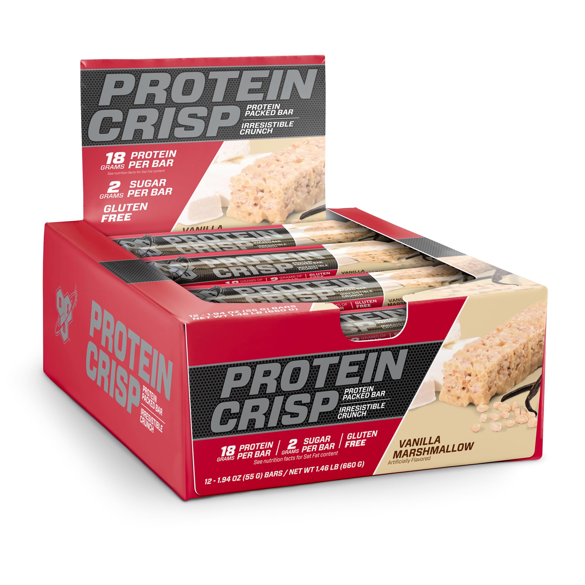 Protein Crisp Bars Box Vanilla Marshmallow 12 165878