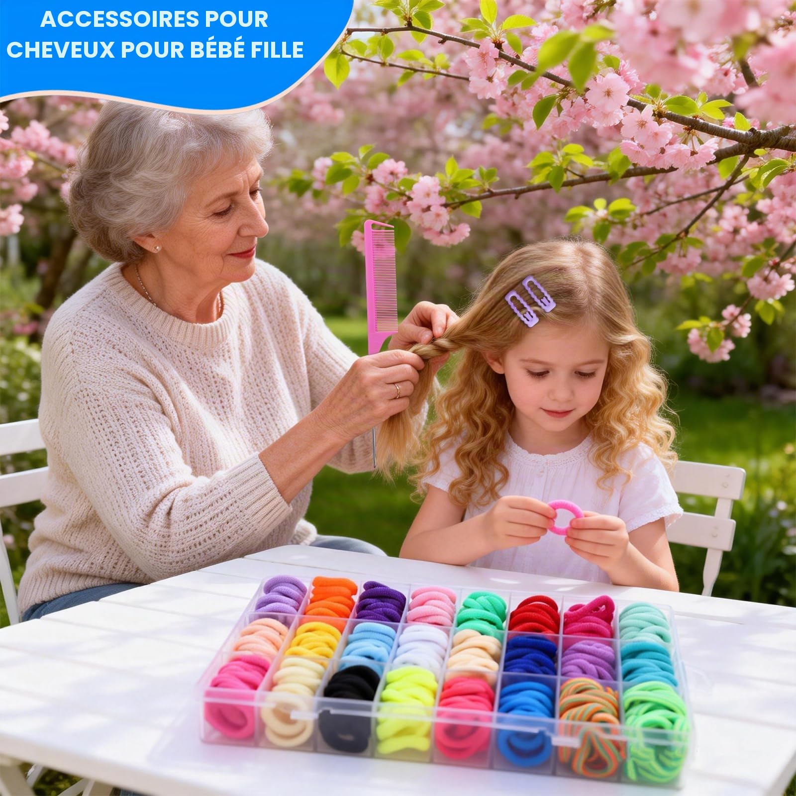 Ensemble d'accessoires de cheveux pour filles, 400 élastiques à cheveux, 10 pinces à cheveux, outils de coiffure, multicolore
